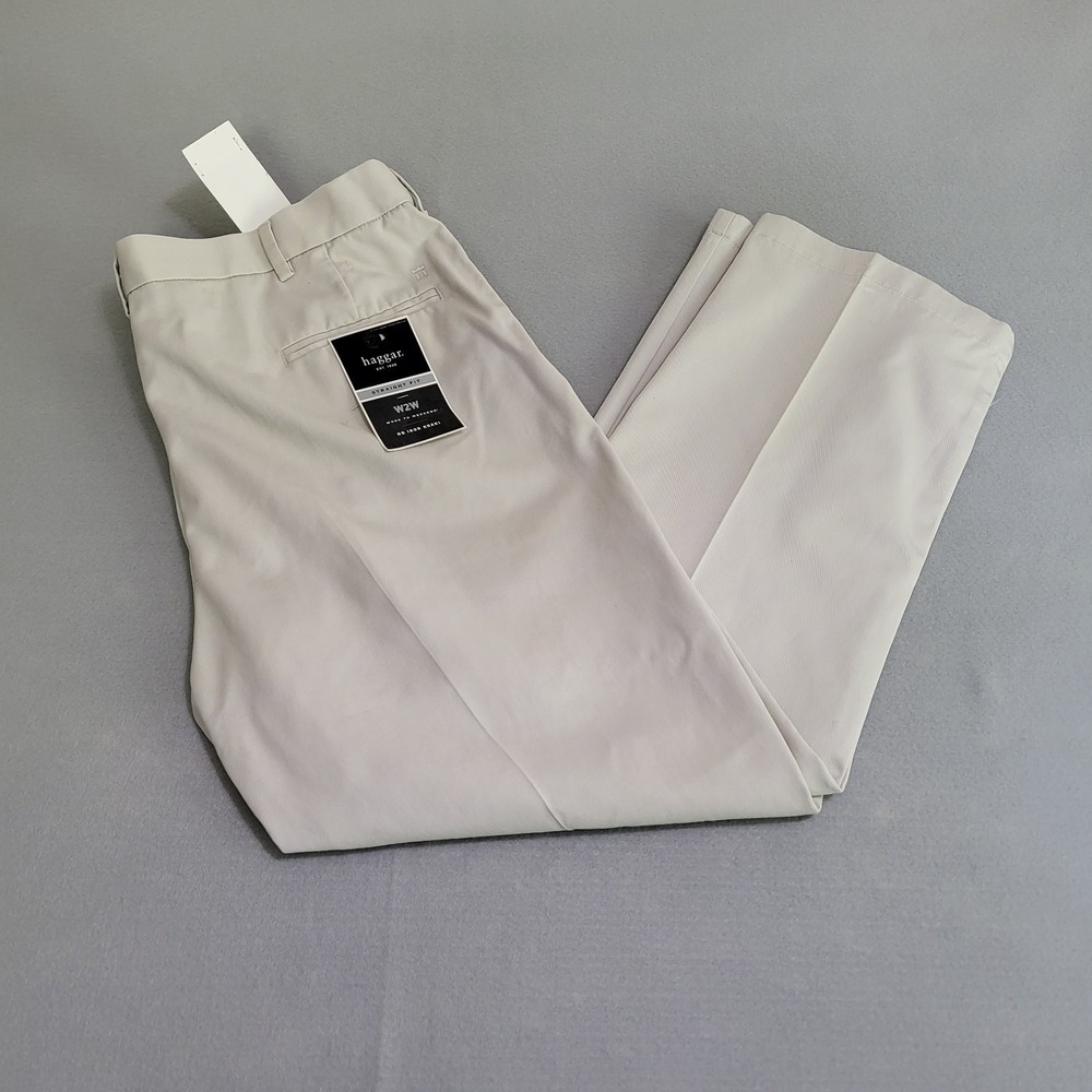 NWT Haggar W2W Work To Weekend No Iron Straight Fit Khaki Men's 40x29 Comfort